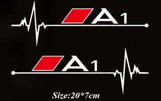 AUDI A1  2ΧΑυτοκολλητα Παραθυρων  +2χ  Πλαινα αθτοκολλητα Sline + 1 Μπρελοκ + 1 Σημα Μπροστινο Μασκας 
