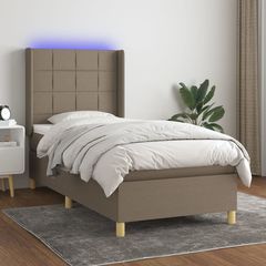 ΚΡΕΒΑΤΙ BOXSPRING ΜΕ ΣΤΡΩΜΑ & LED TAUPE 90X200 ΕΚ. ΥΦΑΣΜΑΤΙΝΟ 3138849