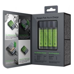 ΦΟΡΤΙΣΤΗΣ ΜΠΑΤΑΡΙΩΝ + POWER BANK + 4 RECHARGEABLE BATTERIES R6 AA 2600MA.