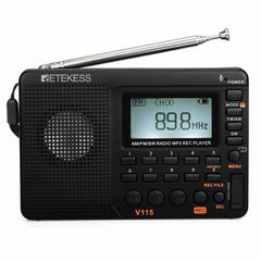 Επαναφορτιζόμενο φορητό ραδιόφωνο RETEKESS V115 (AM,FM,SW) με λειτουργία εγγραφής φωνής