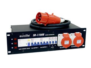 Eurolite SB-1100B Power Distributor In 32A 2x(5x16A)+6x16A Schuko 19" - Eurolite