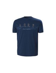 Helly Hansen Skog Recycled Ανδρικό T-shirt Navy Μπλε με Στάμπα 63082-584