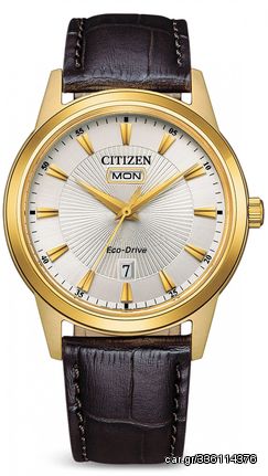 Ρολόι Citizen Classic Elegant Eco Drive με καφέ λουράκι AW0102-13A