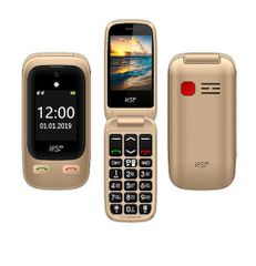 ΚΙΝΗΤΟ NSP 2500DS FLIP 2.4"+1.8" DUAL SIM 2G 32MB/32MB RADIO-MP3/MP4 SOS BUTTON ΧΡΥΣΟ + HANDS FREE
