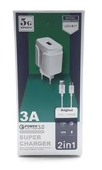 5G EPOCH Φορτιστής 1 Θυρα - MICRO USB , γρηγορης φορτισης 18watt, Λευκός (LDO-B17)