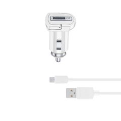 Cellular Line 226397 Φορτιστής Αυτοκινήτου Λευκός Συνολικής Έντασης 2A με μία Θύρα USB μαζί με Καλώδιο micro-USB White