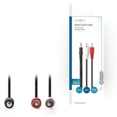 Καλώδιο 2x RCA αρσ. - 3,5mm Stereo αρσ, 15m NEDIS CAGP22200BK150