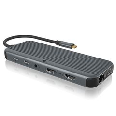 Σταθμός σύνδεσης IB-DK4060-CPD ICY BOX 12 θυρών με πολλαπλές λειτουργίες για laptop από μία μόνο σύνδεση USB 3.2 Gen 2x1 Type-C.