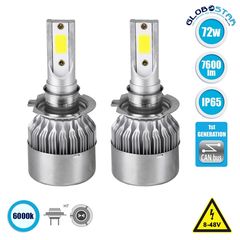 GLOBOSTAR® 82003 H7 C6 LINE KIT ΒΑΣΙΚΟΥ ΦΩΤΙΣΜΟΥ ΑΥΤΟΚΙΝΗΤΟΥ & ΦΟΡΤΗΓΟΥ 1ST GEN CAN-BUS SERIES LED CREE CXB COB 72W 7600LM DC 8-48V ΑΔΙΑΒΡΟΧΟ IP65 6000K - 82003