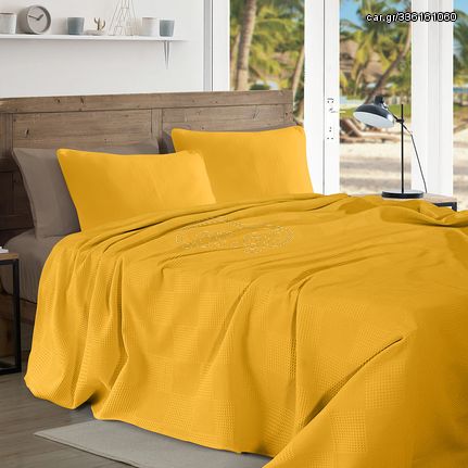 Κουβέρτα Υπέρδιπλη Πικέ Renk Yellow 220x240 - Lino Home