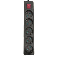Eurolamp 147-62263 Πολύπριζο 5 Θέσεων με Διακόπτη και Καλώδιο 1.5m Μαύρο