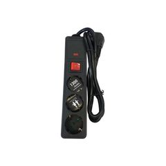 Eurolamp 147-62105 Πολύπριζο Ασφαλείας 3 Θέσεων με Διακόπτη και Καλώδιο 1.5m Μαύρο
