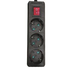 Eurolamp 147-62261 Πολύπριζο 3 Θέσεων με Διακόπτη και Καλώδιο 1.5m Μαύρο