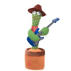 Silly Dancing Cactus Rock Κάκτος με Κιθάρα που χορεύει, τραγουδάει, φωτίζει & επαναλαμβάνει ό,τι λες 35cm