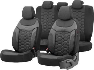 Καλύμματα Αυτοκινήτου Otom Carbon Design Universal Jacquard / Rachel / Δερματίνη Σετ Εμπρός / Πίσω Μαύρο - Γκρι CRB-3401 11 Τεμάχια