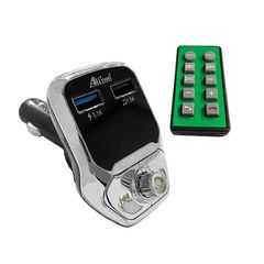 Fm Transmitter Με Bluetooth, Φορτιστής 2 USB, Οθόνη Lcd Και Τηλεχειριστήριο Als-A688 24 Volt Ασημί-Μαύρο 1 Τεμάχιο