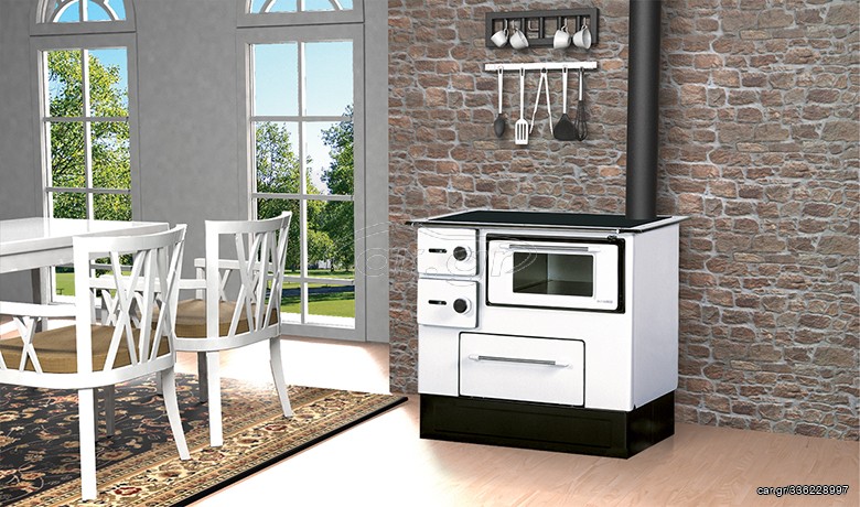 Μασίνα ξύλου με φούρνο Alfa Plam Regular 46 White Right, 5kW