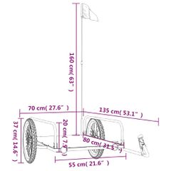 Τρέιλερ Ποδηλάτου Μαύρο 135 x 70 x 37 εκ. από Σίδερο 94203-thumb-9