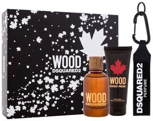 DSQUARED2 Wood Pour Homme SET: EDT 100ml + shower gel 100ml + keyring