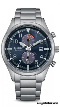 Ρολόι Citizen Eco Drive χρονογράφος με ασημί μπρασελέ CA7028-81L