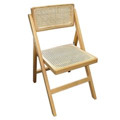 167-000014 Καρέκλα Yoko pakoworld πτυσσόμενη μπεζ pvc rattan-φυσικό πόδι 45,0x54,0x81,0εκ Elm wood+cane back+cane seat NATURAL - BEIGE, 1 Τεμάχιο