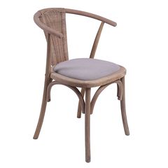 167-000012 Καρέκλα Dourel pakoworld ύφασμα γκρι-rattan πόδι φυσικό 57,0x53,0x80,0εκ Elm wood+ rattan back+fabric seat NATURAL - GREY, 1 Τεμάχιο