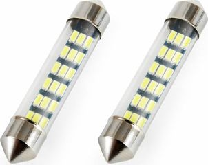 AMiO Λαμπακια Πλαφονιερας Standard Festoon C5W 41mm - 12V - 0,7W - 5600K - 18LEd (ΛΕΥΚΟ/ΨΥΧΡΟ) - 2 ΤΕΜ. - (01092)