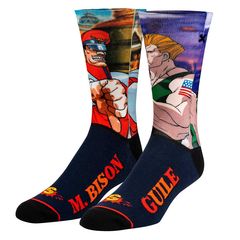 Odd Sox Street Fighter M Bison Vs Guile crew socks  - 30881MONCD