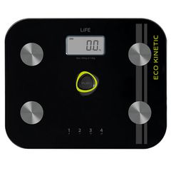 Battery-free γυάλινη ψηφιακή ζυγαριά μπάνιου 6 σε 1 LIFE με οθόνη LCD - μνήμη και λιπομέτρηση