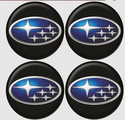 Αυτοκόλλητα ζαντών Subaru 6cm μαύρα σμάλτου 4τεμ.
