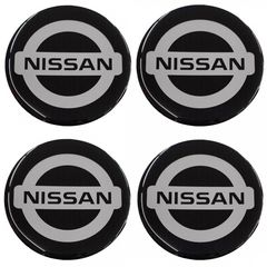 Nissan αυτοκόλλητα σήματα ζαντών 7,2 CM μαύρο/χρώμιο με επικάλυψη – 4 τεμ.