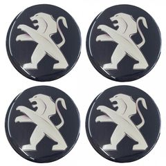 Peugeot αυτοκόλλητα ζαντών 7,2cm μαύρο/χρώμιο με επικάλυψη σμάλτου – 4 τεμ.