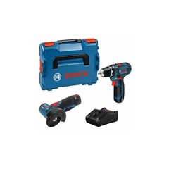 GSR 12V-15 + GWS 12V-76 Δραπανοκατσάβιδο & Γωνιακός Τροχός Μπαταρίας 12V (2x2.0Ah) - 10,8V - 12V - BOSCH (#0615990N2U)