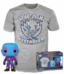 Funko Pop! Tee (Adult): Marvel Guardians of the Galaxy Volume 3 - Drax (Blacklight) (Special Edition) Vinyl Figure and T-Shirt (M)