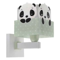 Παιδικό φωτιστικό απλίκα Panda Green τοίχου διπλού τοιχώματος με ντουί Ε27x1 κατάλληλο για συμπληρωματικό φωτισμό & διάβασμα