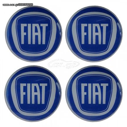 Fiat αυτοκόλλητα σήματα ζαντών 5,5 CM μπλε με επικάλυψη σμάλτου – 4 τεμ.