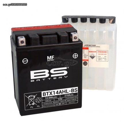 ΜΠΑΤΑΡΙΑ BS BATTERY YTX14AHL-BS/BTX14AH-BS YB14L-A2/YB14L-B2 134-89-66  - +