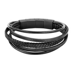 Sector Bandy, Men's Black Leather - Stainless Steel Bracelet SZV78