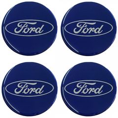 Ford αυτοκόλλητα ζαντών 7,2cm μπλε/χρώμιο με επικάλυψη σμάλτου – 4 τεμ.