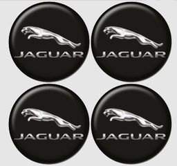 Αυτοκόλλητα ζαντών Jaguar 6cm μαύρα σμάλτου 4τεμ.