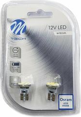 M-Tech R5W/R10W 12V BA15s Led 3xSMD5050 Λευκο (ΜΟΝΟΠΟΛΙΚΟ) Blister 2ΤΕΜ. - (LB087W)