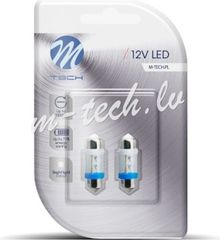 M-Tech Λαμπακια Πλαφονιερας C5W/C10W 12V 0,49W SV8,5 31mm Led 4xFlux 3mm Μπλε Blister 2ΤΕΜ. - (LB022B)