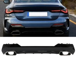 ΠΙΣΩ ΣΠΟΙΛΕΡ Rear Bumper Valance Diffuser With Exhaust Tips BMW 4 Series G22 G23 M Sport (2020-up) M440i Design Chrome