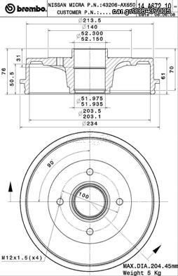 ΤΑΜΠΟΥΡΑ NISSAN NOTE-MICRA K12 - 14A67210