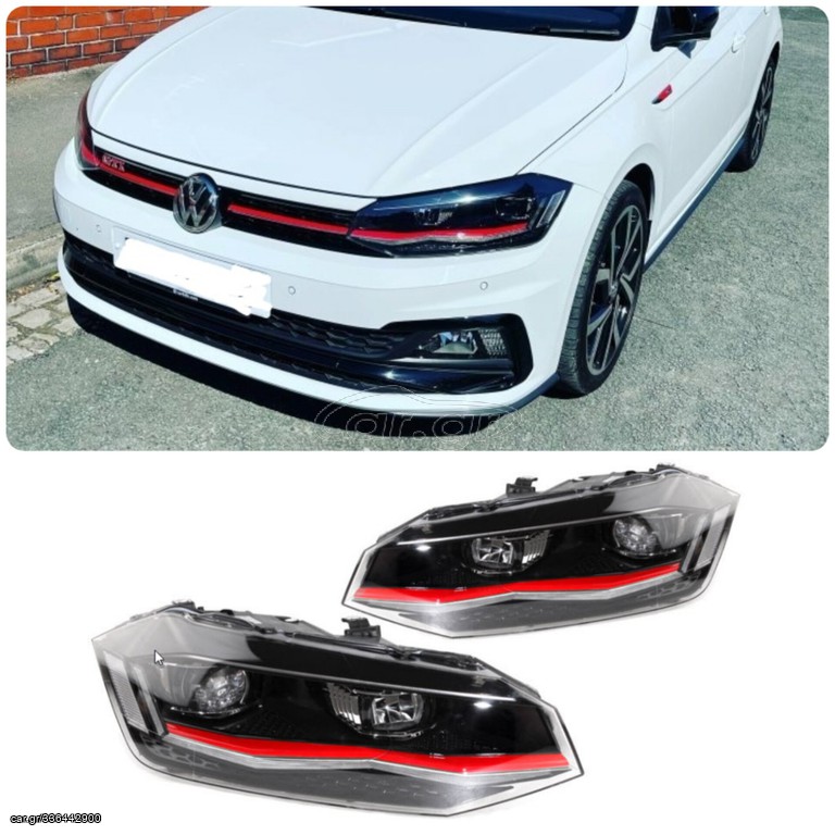 ΦΑΝΑΡΙΑ ΕΜΠΡΟΣ Full LED Headlights VW Polo AW MK6 (2018-2020) GTI DESIGN with Sequential Dynamic Turning Lights