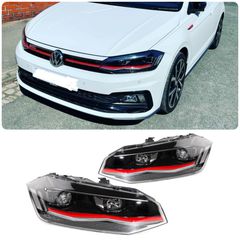 ΦΑΝΑΡΙΑ ΕΜΠΡΟΣ Full LED Headlights VW Polo AW MK6 (2018-2020) GTI DESIGN with Sequential Dynamic Turning Lights