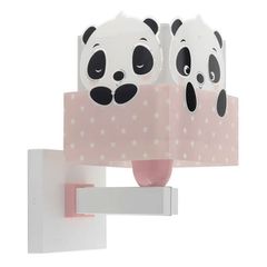 Παιδικό φωτιστικό Panda Pink απλίκα τοίχου διπλού τοιχώματος με ντουί Ε27x1 κατάλληλο για συμπληρωματικό φωτισμό & διάβασμα