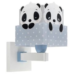 Παιδικό φωτιστικό απλίκα τοίχου Panda Blue διπλού τοιχώματος με ντουί Ε27x1 κατάλληλο για συμπληρωματικό φωτισμό & διάβασμα