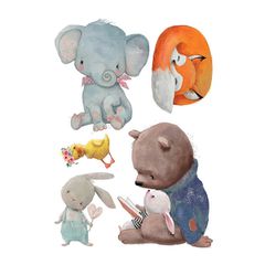 Διακοσμητικά αυτοκόλλητα τοίχου WaterColour Amimals XL κατασκευασμένα από βινύλιο σε συσκευασία 9 τεμαχίων