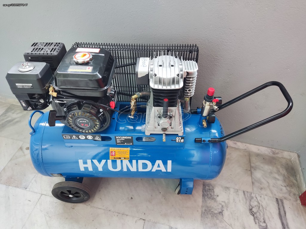 ΠΡΟΣΦΟΡΑ!!Κομπρεσέρ βενζινοκίνητο 7hp HYUNDAI ΜΕ ΕΠΙΤΑΧΥΝΤΗ ΣΤΡΟΦΩΝ και καζανι  100 lit.